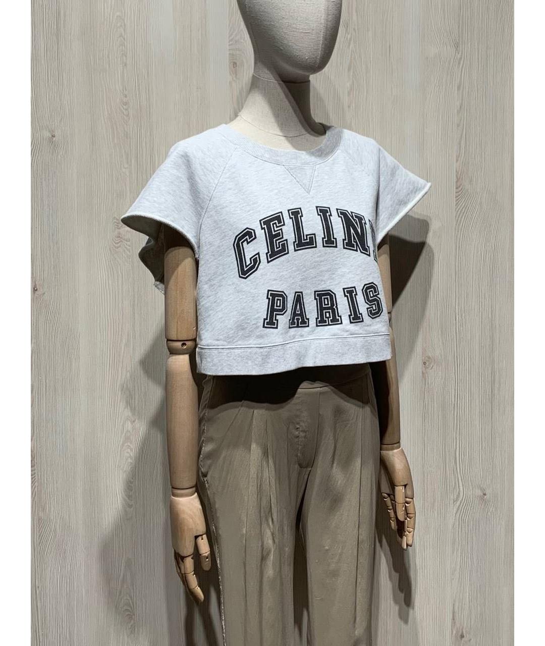 CELINE Серая хлопковая футболка, фото 3