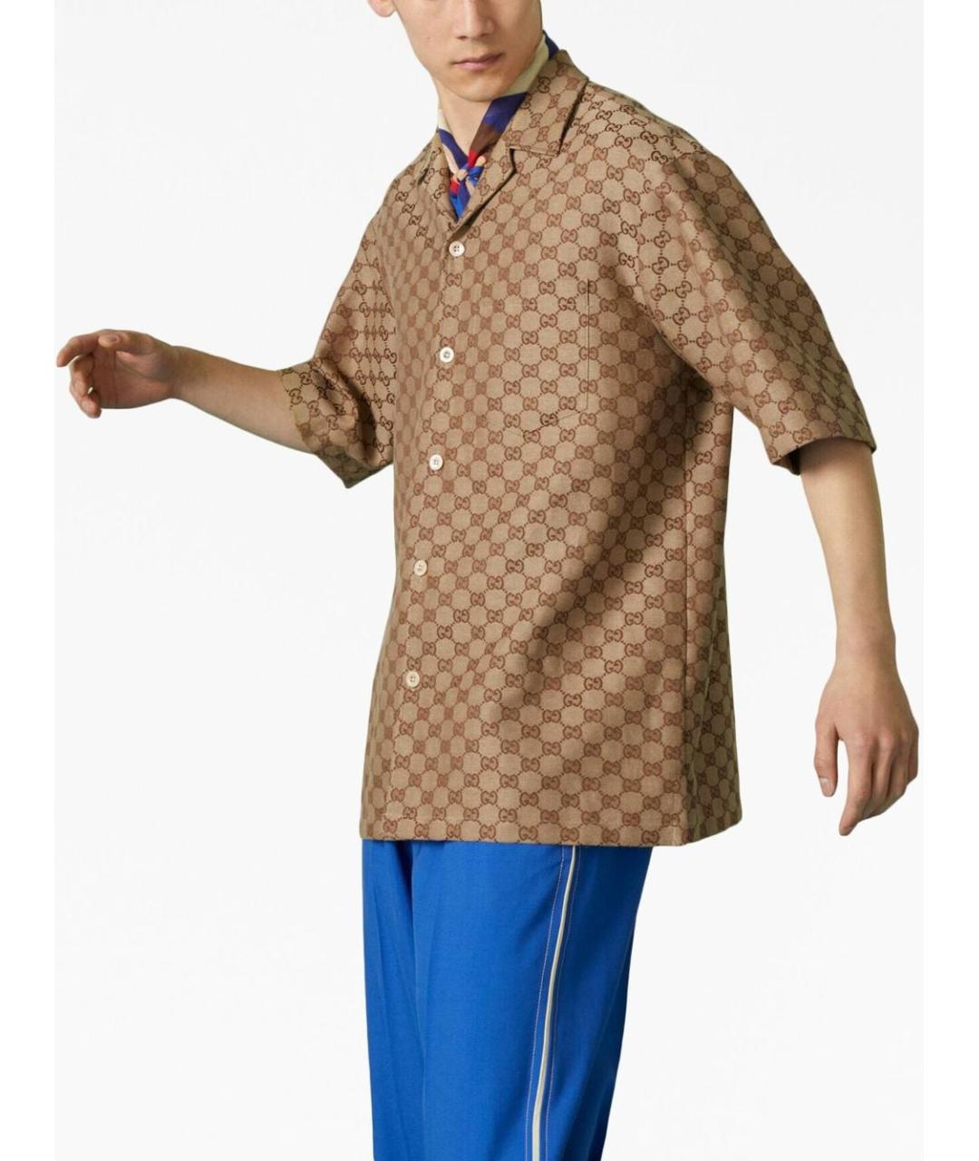 GUCCI Бежевая льняная кэжуал рубашка, фото 5