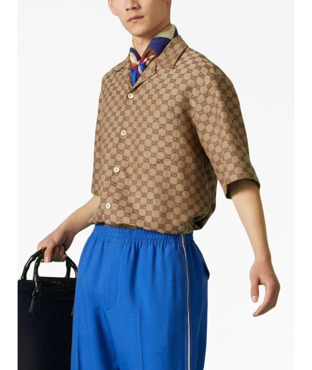 GUCCI Бежевая льняная кэжуал рубашка, фото 6