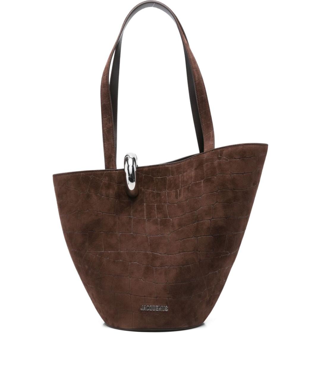 JACQUEMUS Коричневая замшевая сумка тоут, фото 1