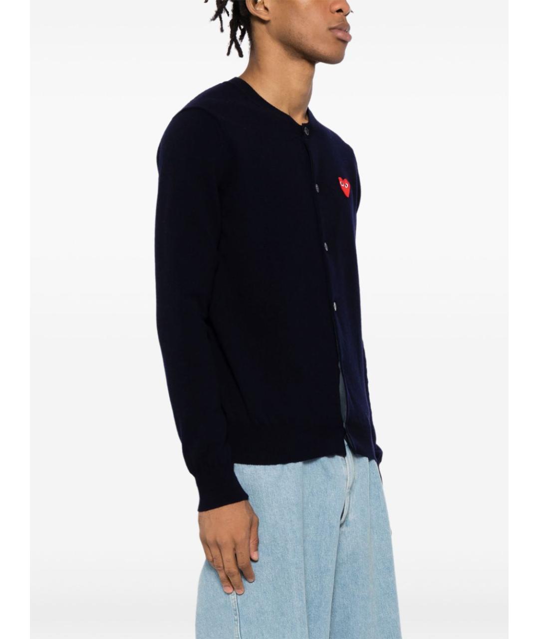 COMME DES GARÇONS Темно-синий шерстяной кардиган, фото 3