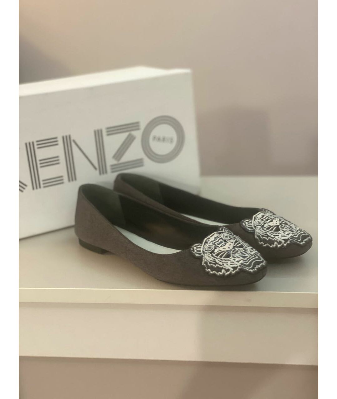 KENZO Серые нубуковые балетки, фото 2