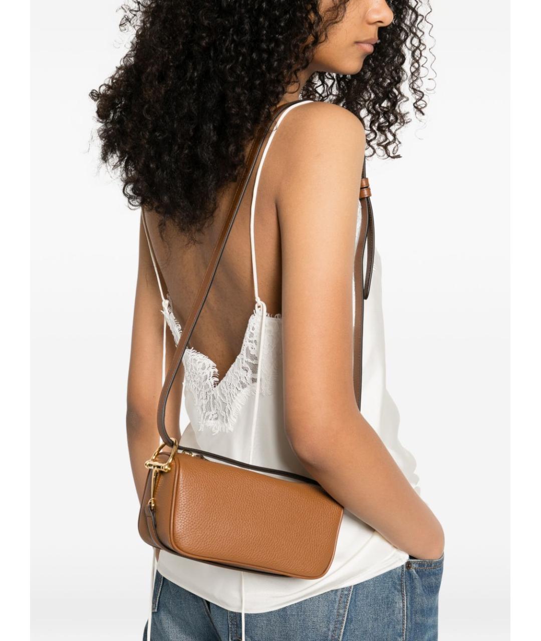 GUCCI Коричневая кожаная сумка через плечо, фото 3