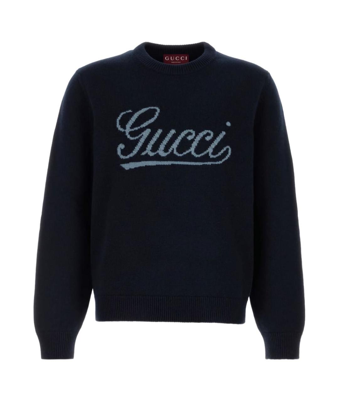 GUCCI Синий шерстяной джемпер / свитер, фото 1