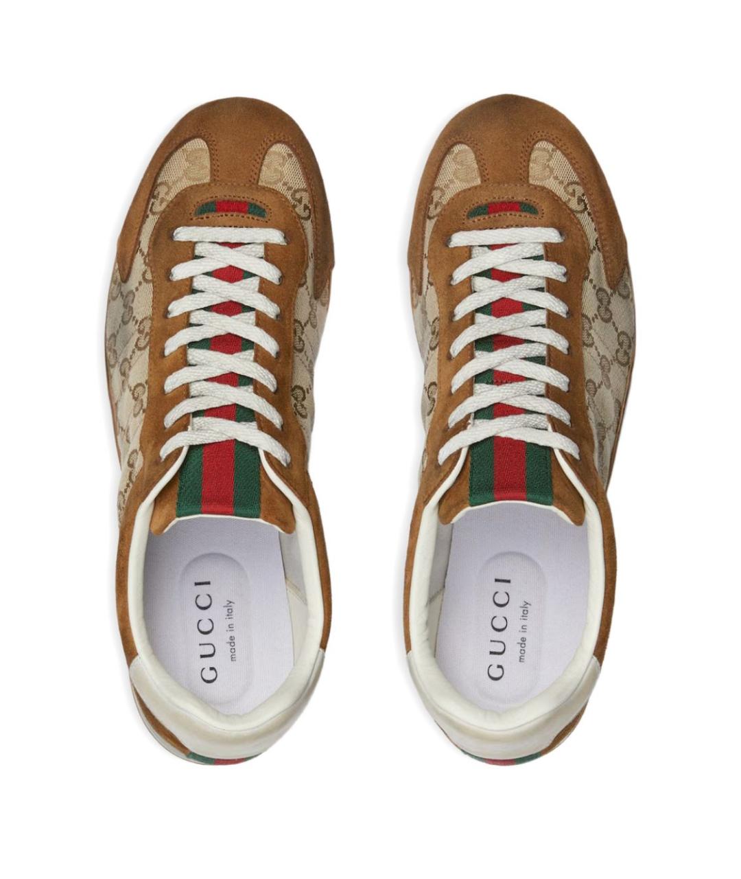 GUCCI Коричневые замшевые низкие кроссовки / кеды, фото 4