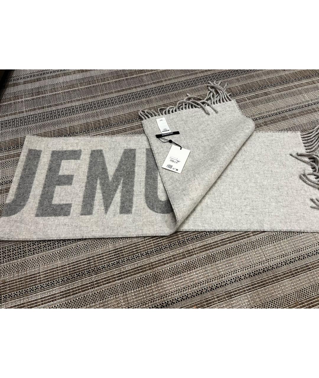 JACQUEMUS Серый шерстяной шарф, фото 7