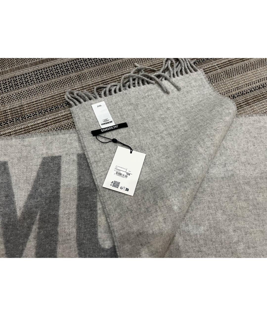 JACQUEMUS Серый шерстяной шарф, фото 2