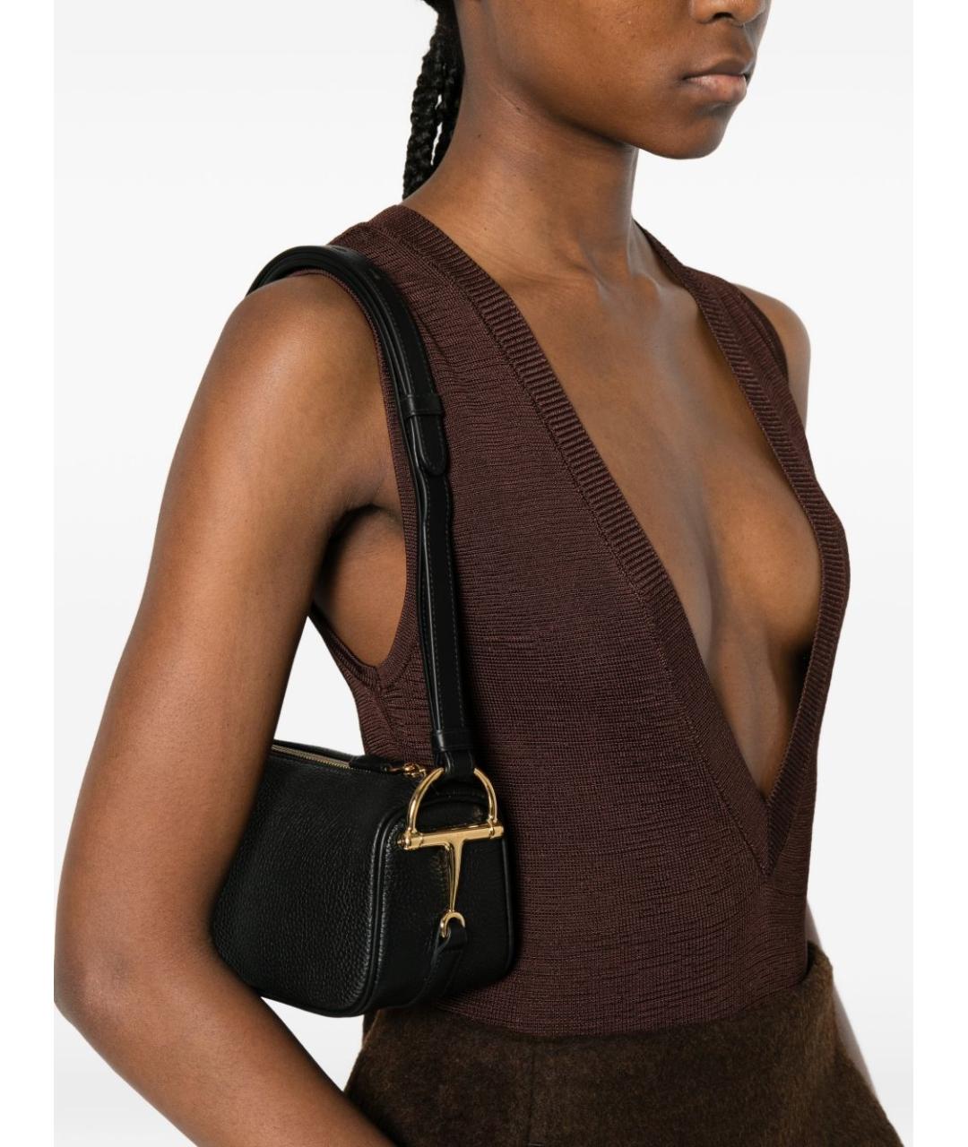 GUCCI Черная кожаная сумка через плечо, фото 3