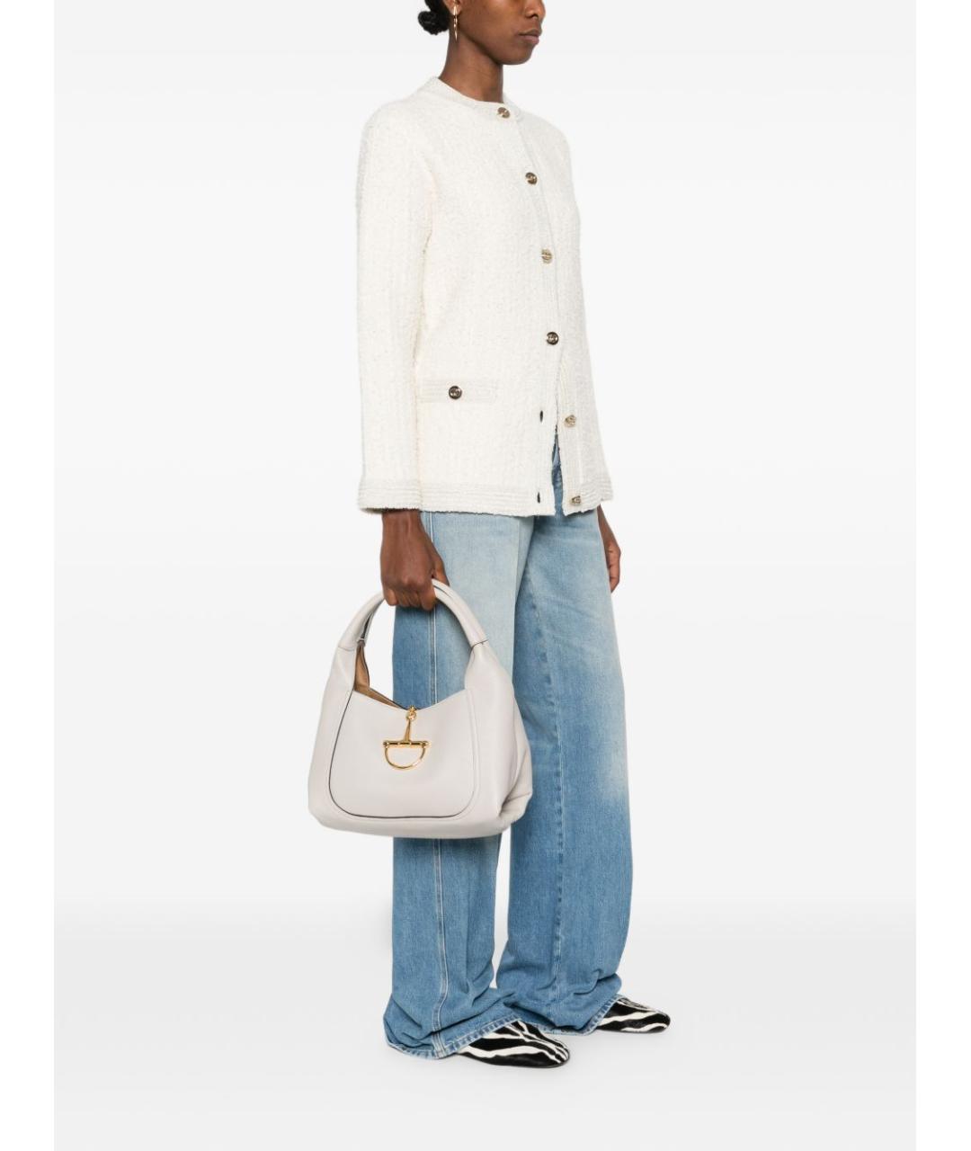 GUCCI Белая кожаная сумка с короткими ручками, фото 2