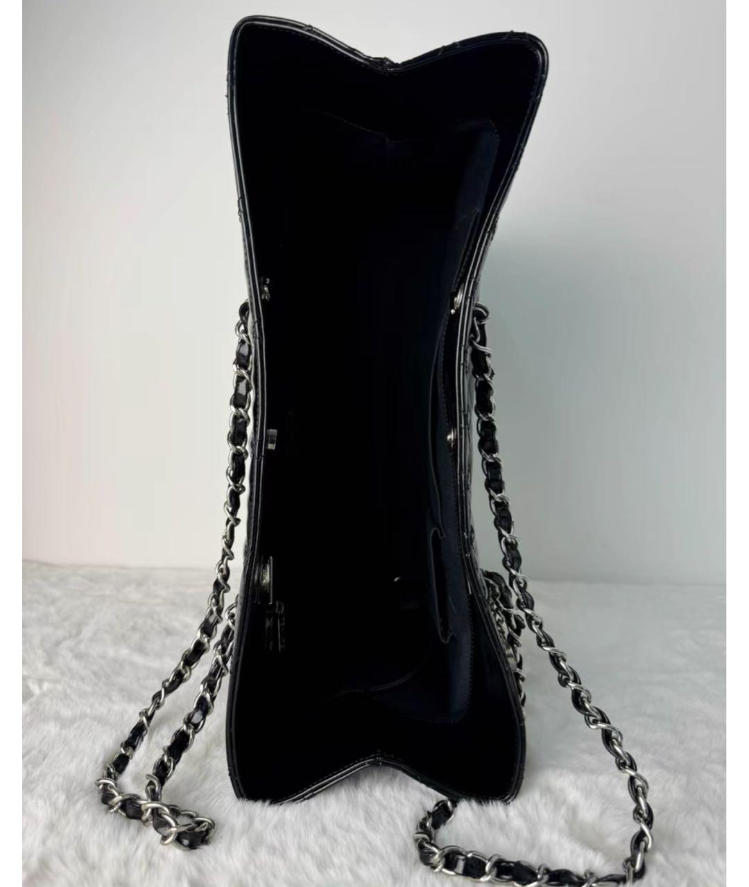 CHANEL Черная сумка тоут из лакированной кожи, фото 4
