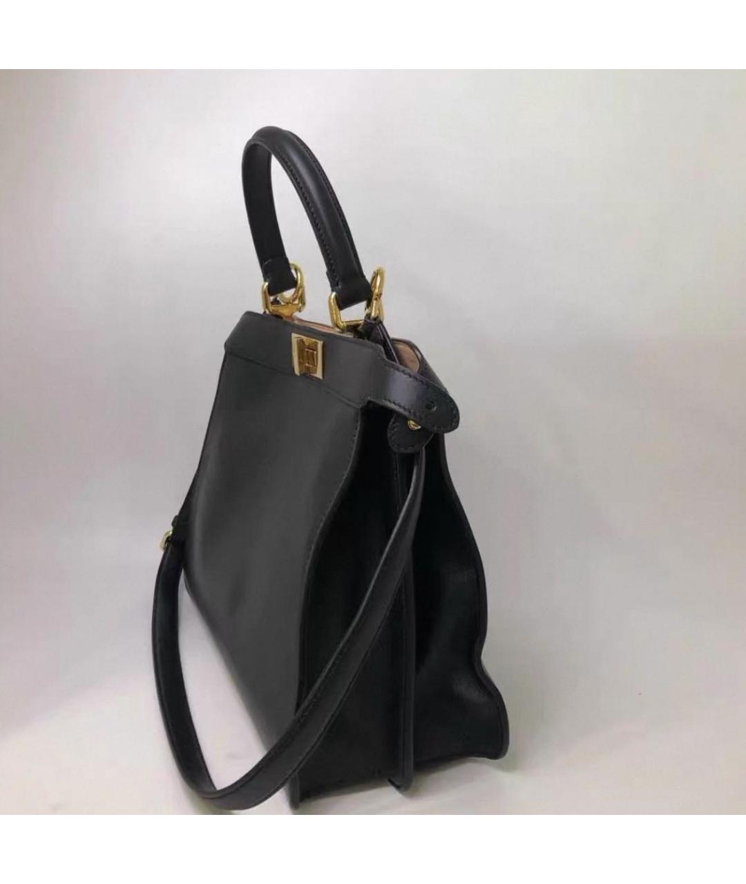 FENDI Черная кожаная сумка с короткими ручками, фото 3