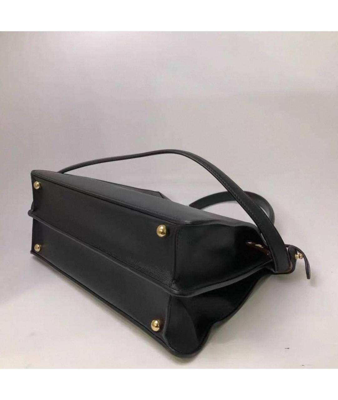FENDI Черная кожаная сумка с короткими ручками, фото 6