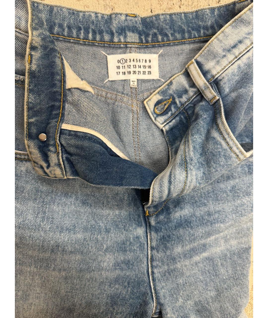 MAISON MARGIELA Голубые хлопковые прямые джинсы, фото 3