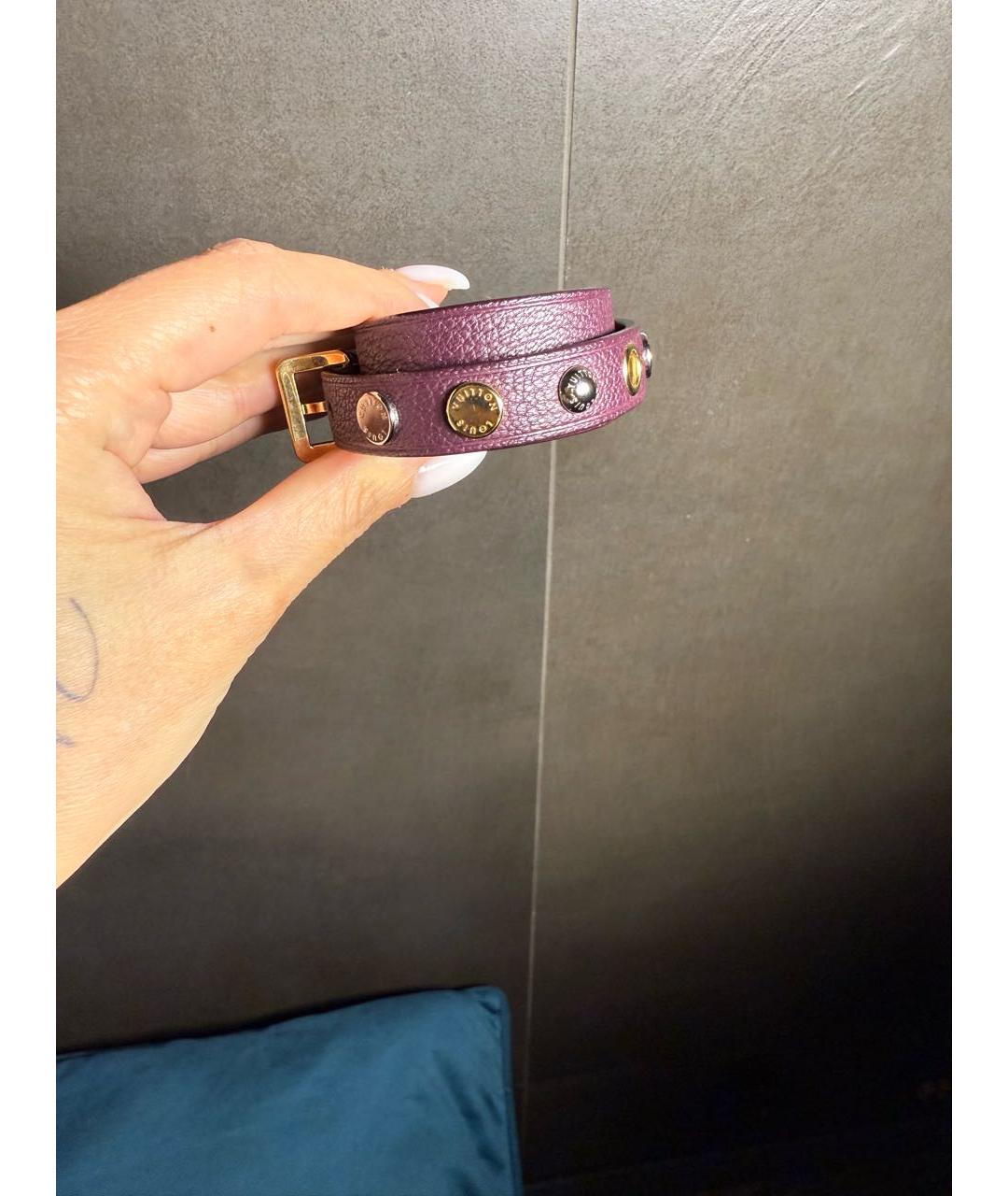 LOUIS VUITTON Фиолетовый кожаный браслет, фото 3