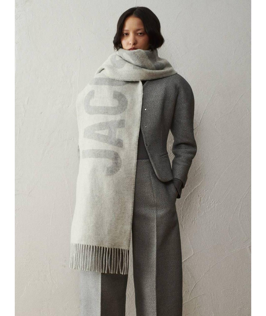 JACQUEMUS Серый шерстяной шарф, фото 2