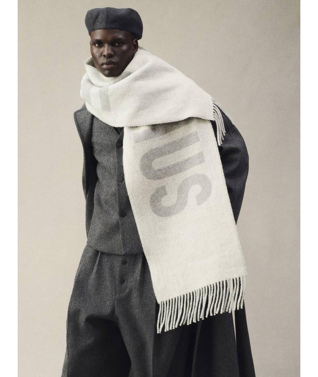 JACQUEMUS Серый шерстяной шарф, фото 5