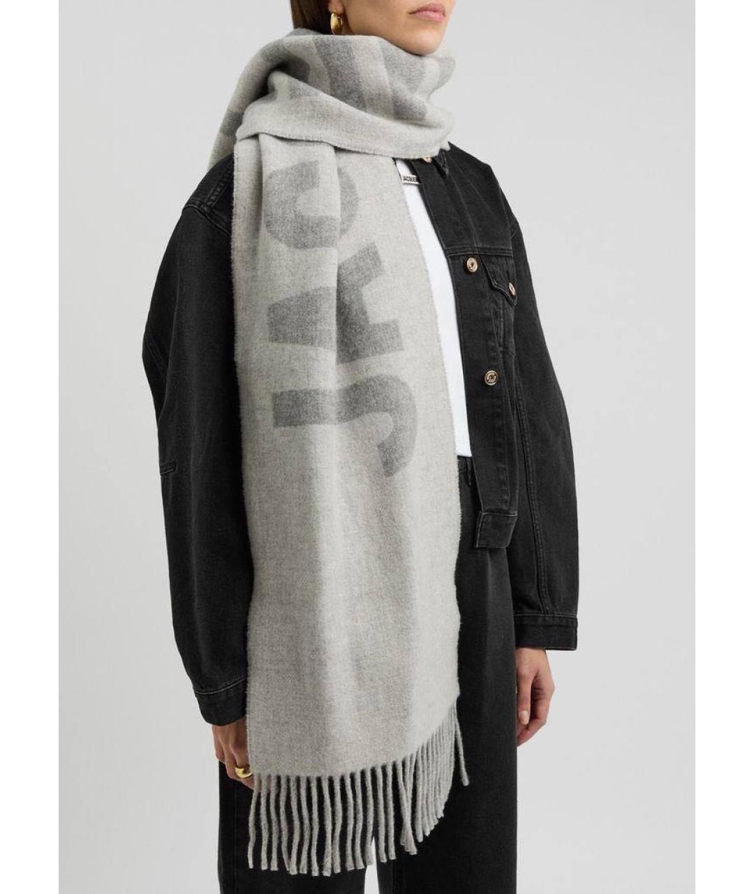 JACQUEMUS Серый шерстяной шарф, фото 4