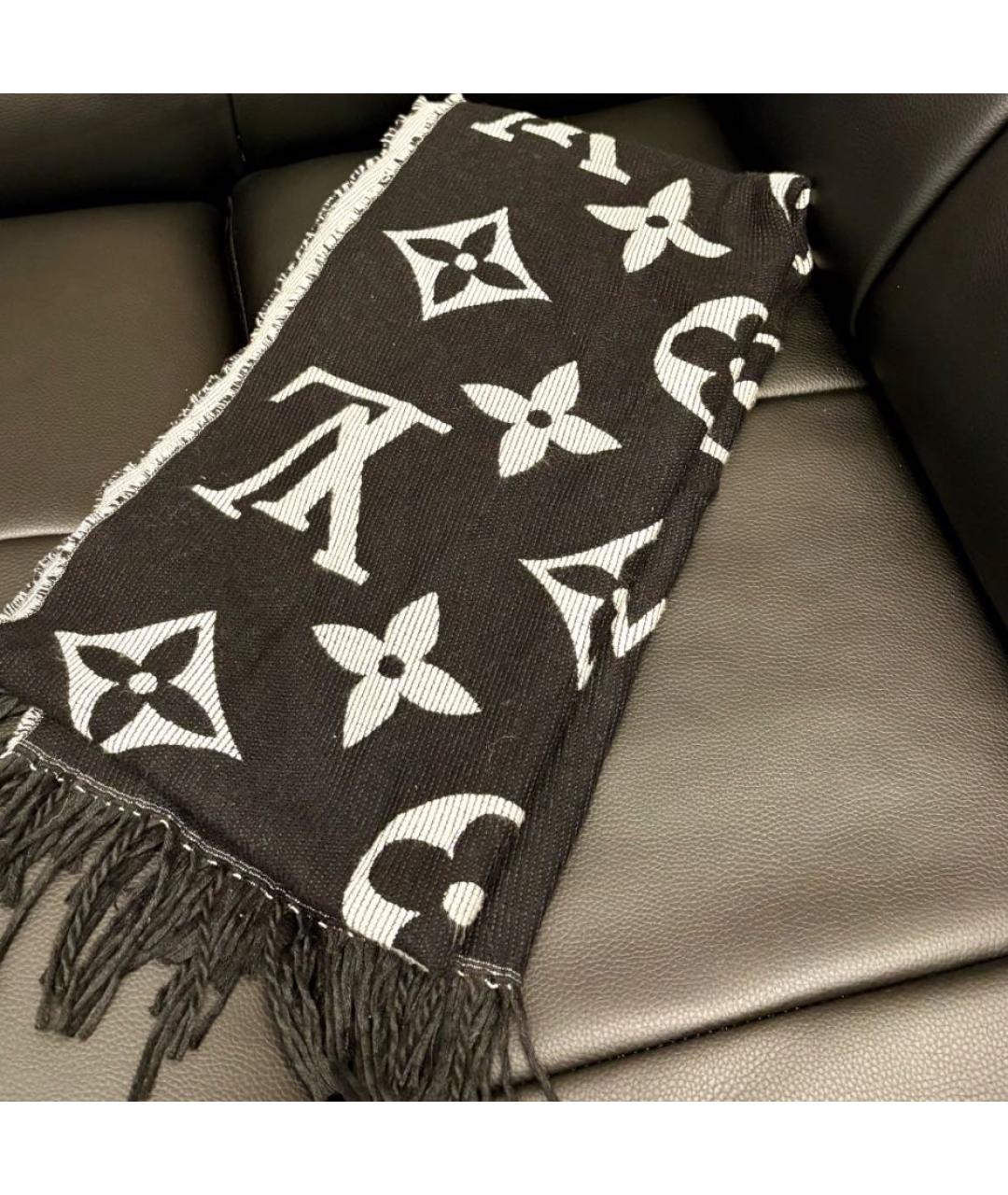 LOUIS VUITTON Черный шерстяной шарф, фото 4