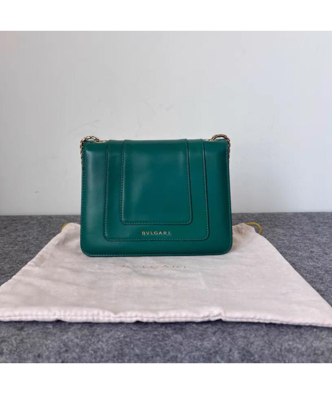 BVLGARI Зеленая кожаная сумка через плечо, фото 2