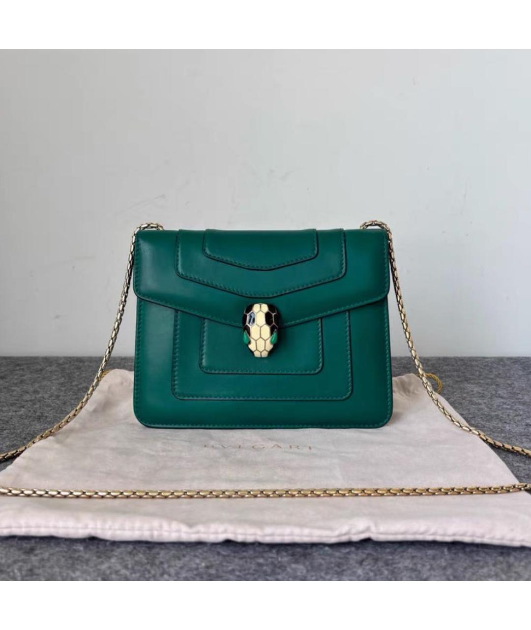 BVLGARI Зеленая кожаная сумка через плечо, фото 5