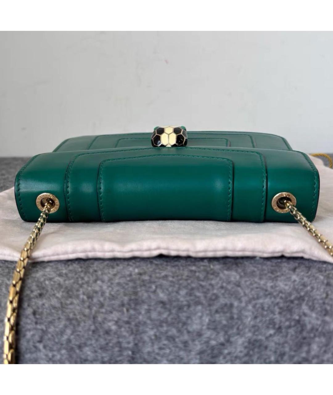 BVLGARI Зеленая кожаная сумка через плечо, фото 3