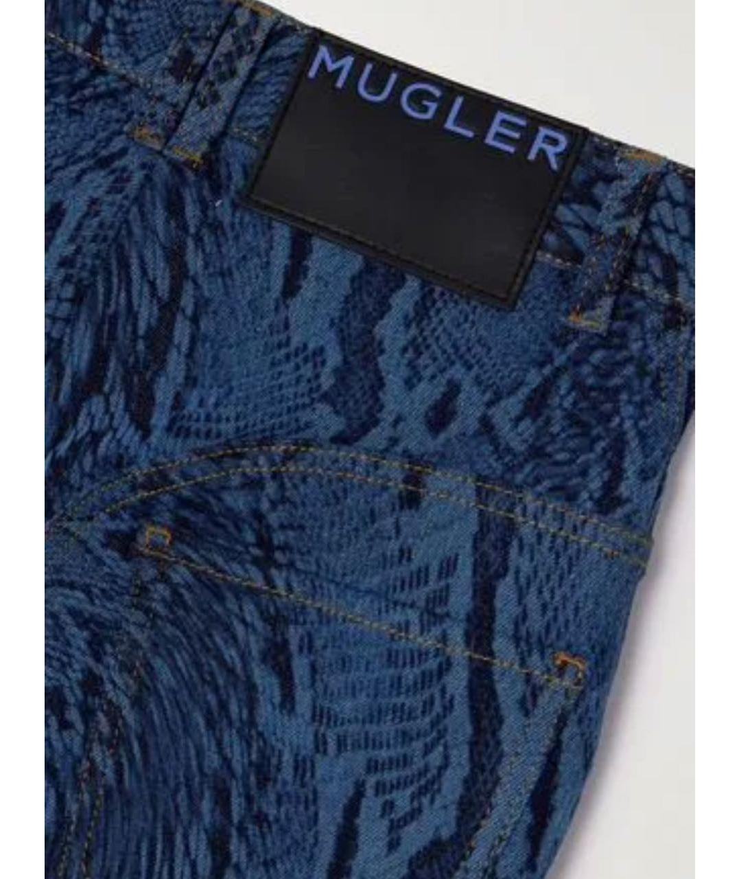 MUGLER Темно-синие хлопковые джинсы клеш, фото 2