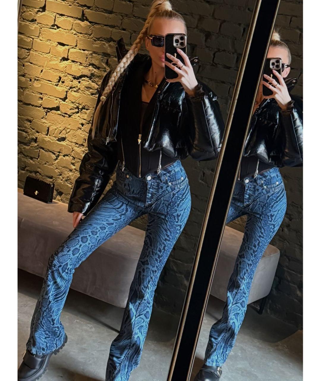 MUGLER Темно-синие хлопковые джинсы клеш, фото 5