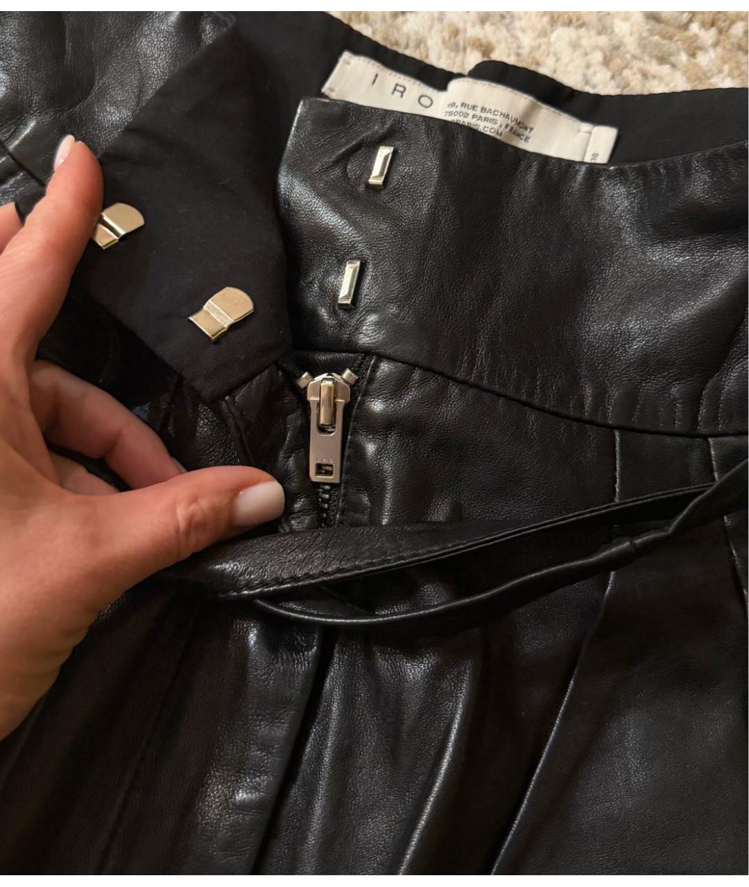 IRO Черные кожаные шорты, фото 3