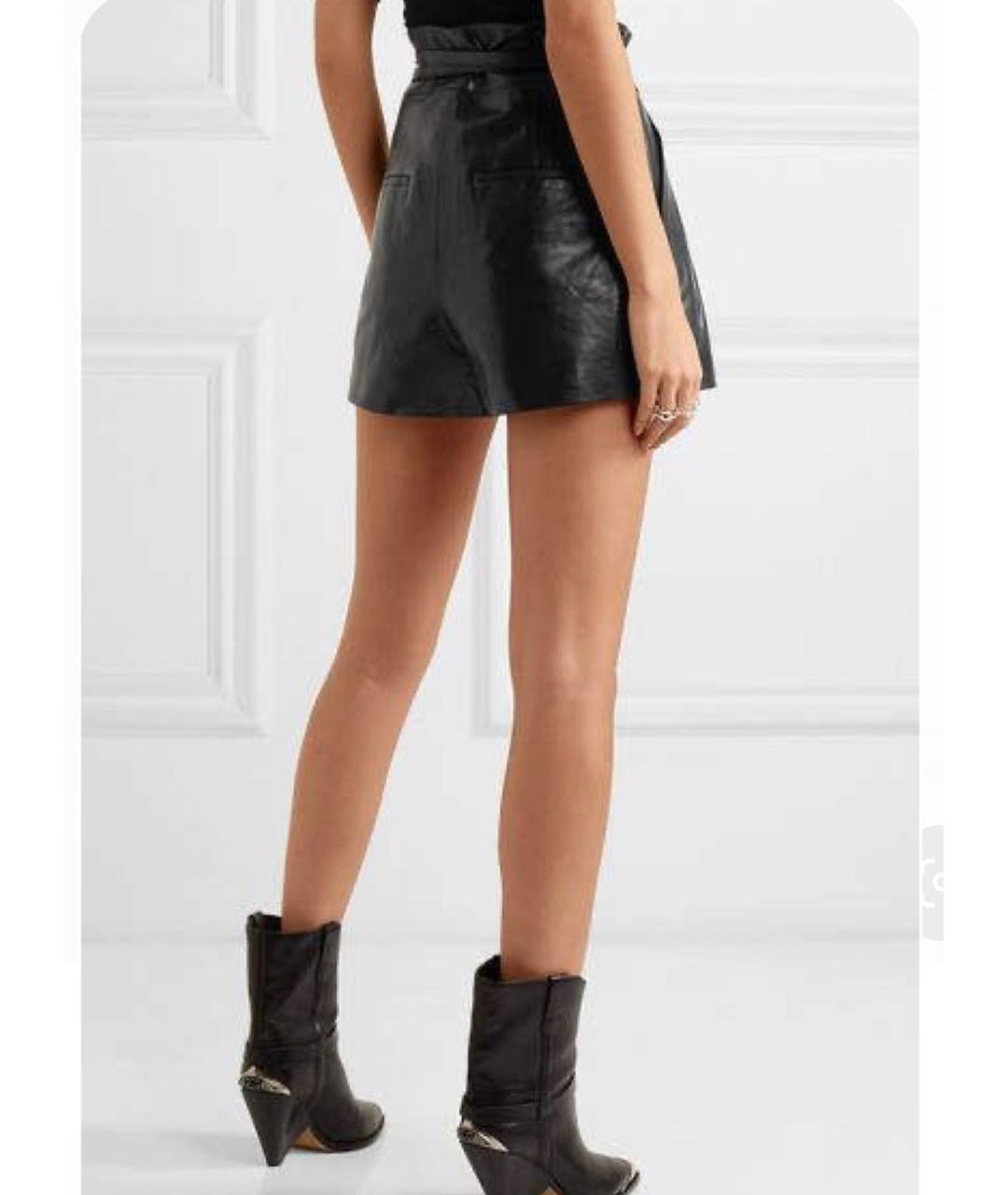 IRO Черные кожаные шорты, фото 7