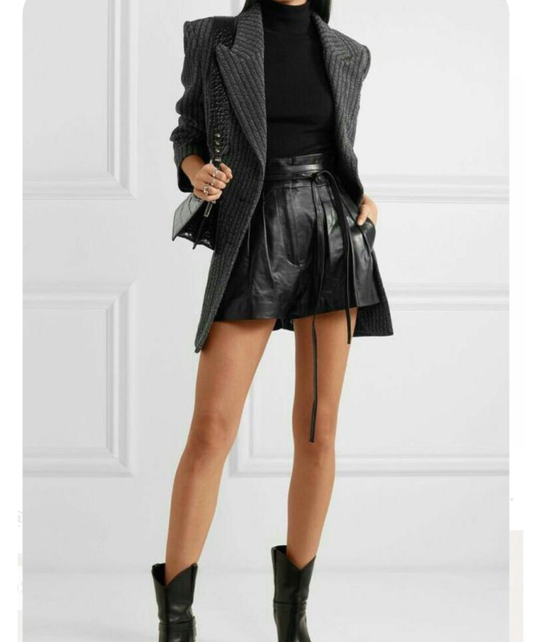 IRO Черные кожаные шорты, фото 6
