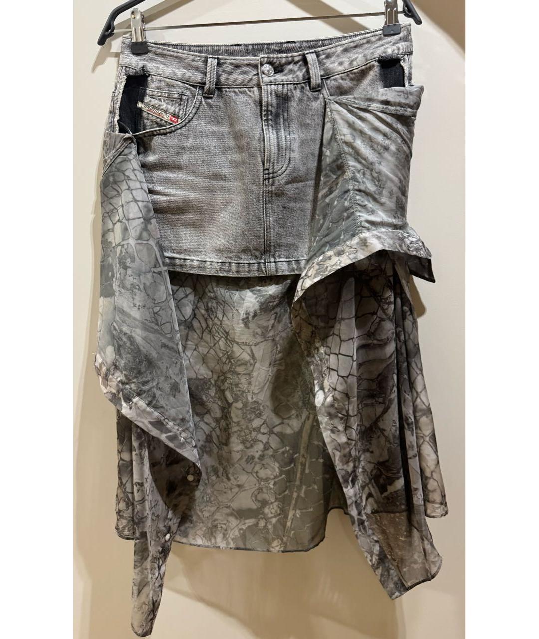 DIESEL Серая деним юбка мини, фото 6