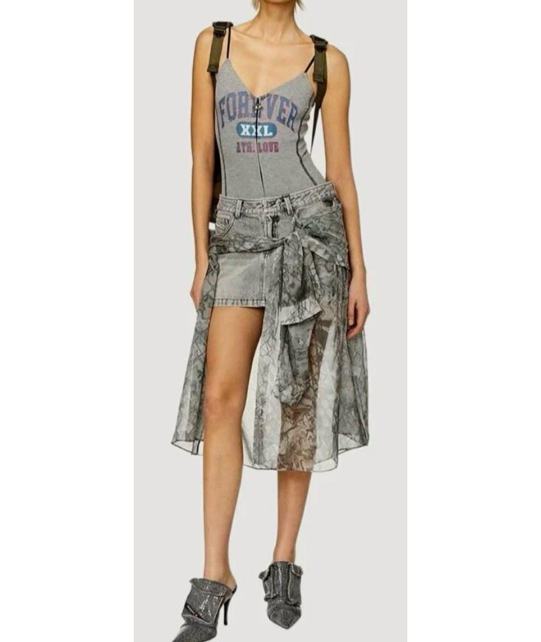 DIESEL Серая деним юбка мини, фото 2