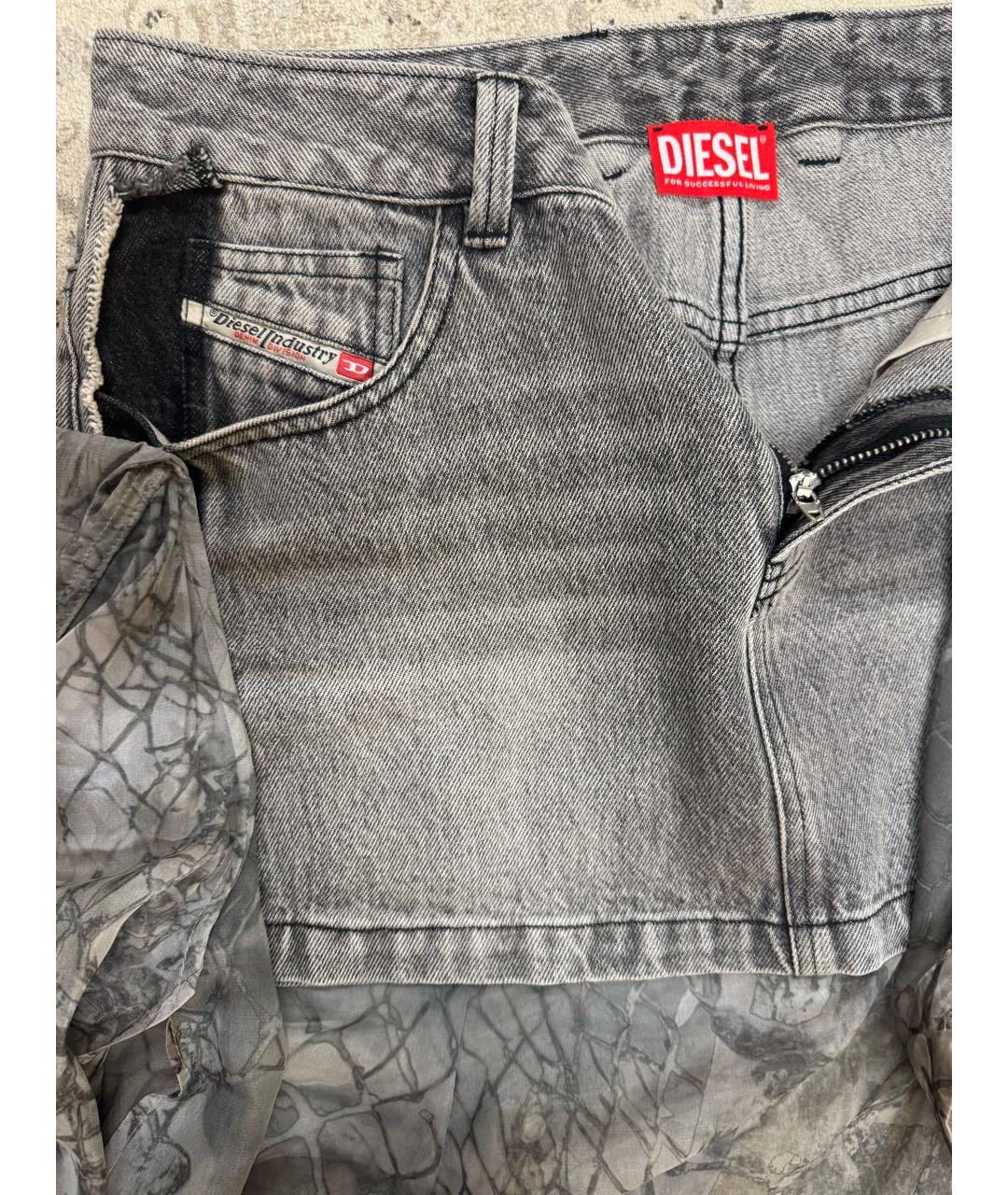 DIESEL Серая деним юбка мини, фото 4