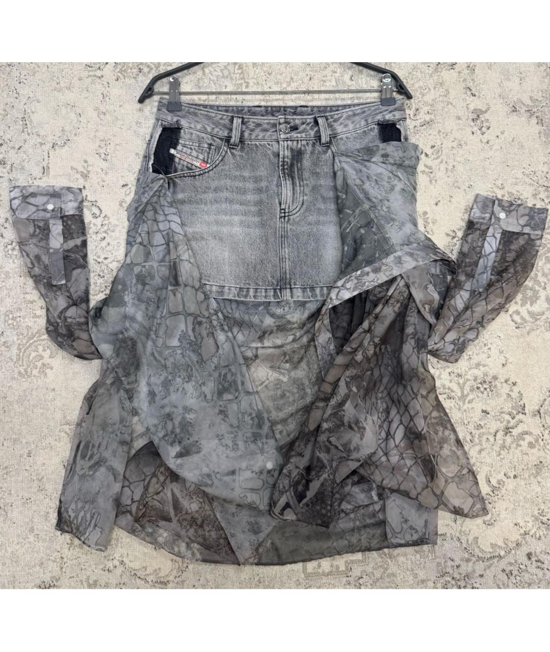 DIESEL Серая деним юбка мини, фото 9