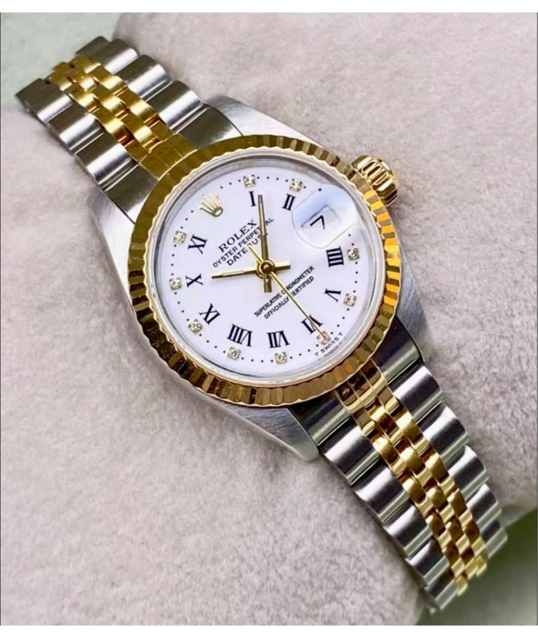 ROLEX Белые часы из желтого золота, фото 2