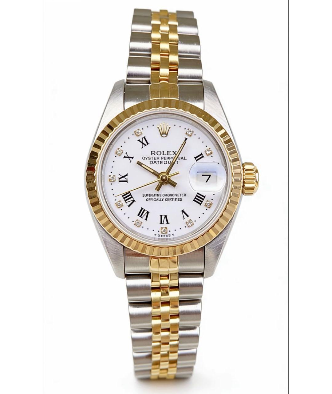 ROLEX Белые часы из желтого золота, фото 6