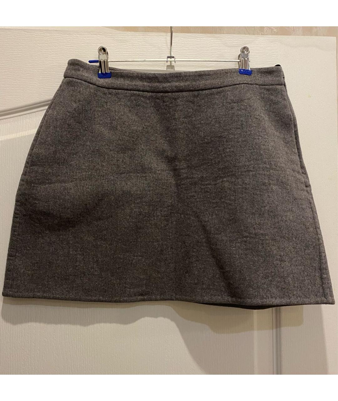 VALENTINO Серая шерстяная юбка мини, фото 8