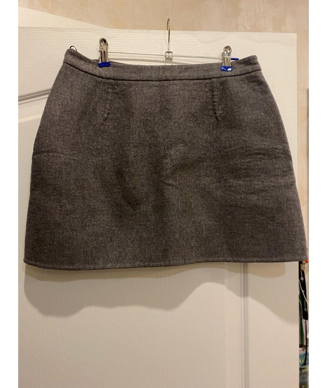 VALENTINO Серая шерстяная юбка мини, фото 2