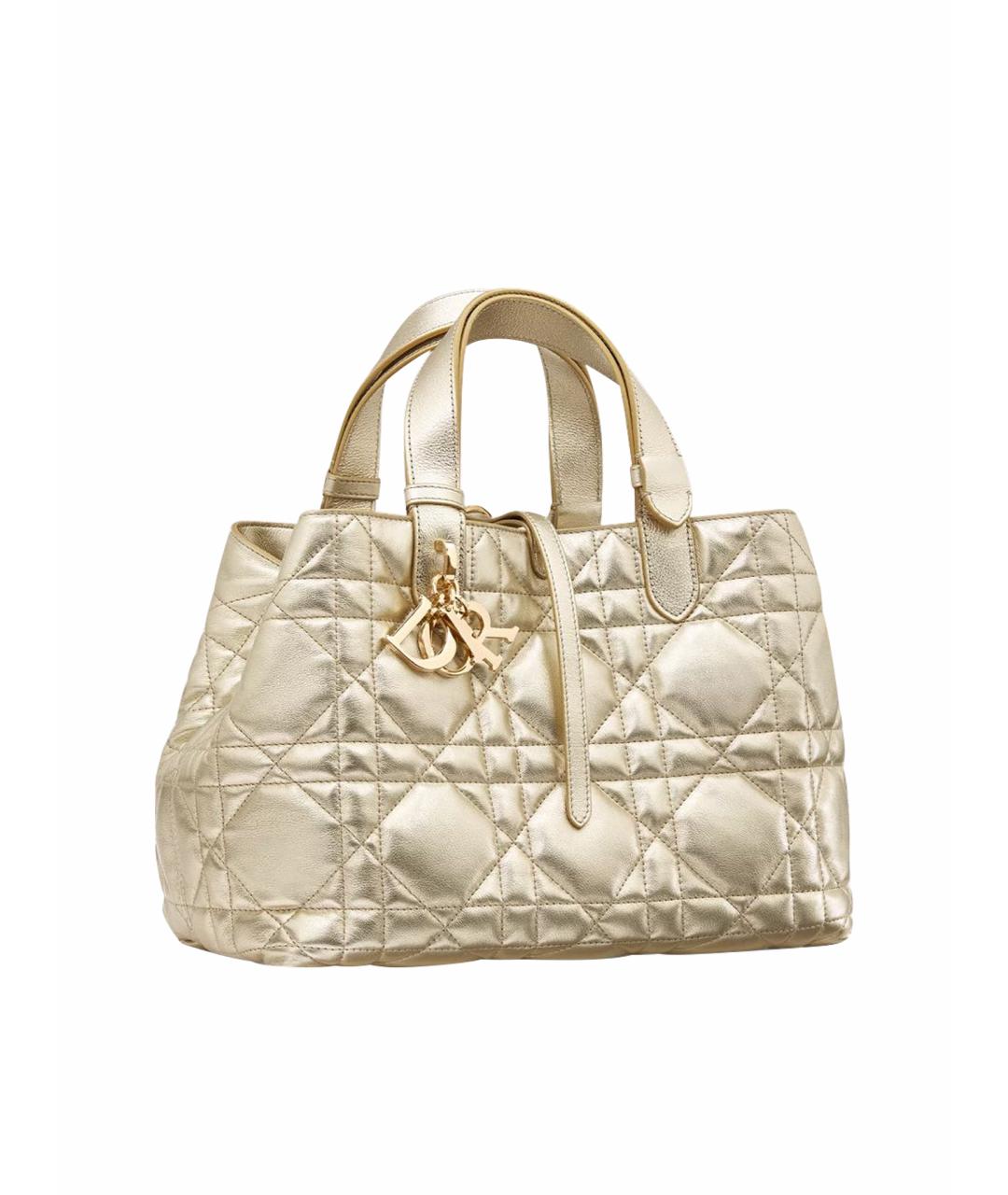 CHRISTIAN DIOR Желтая кожаная сумка тоут, фото 1