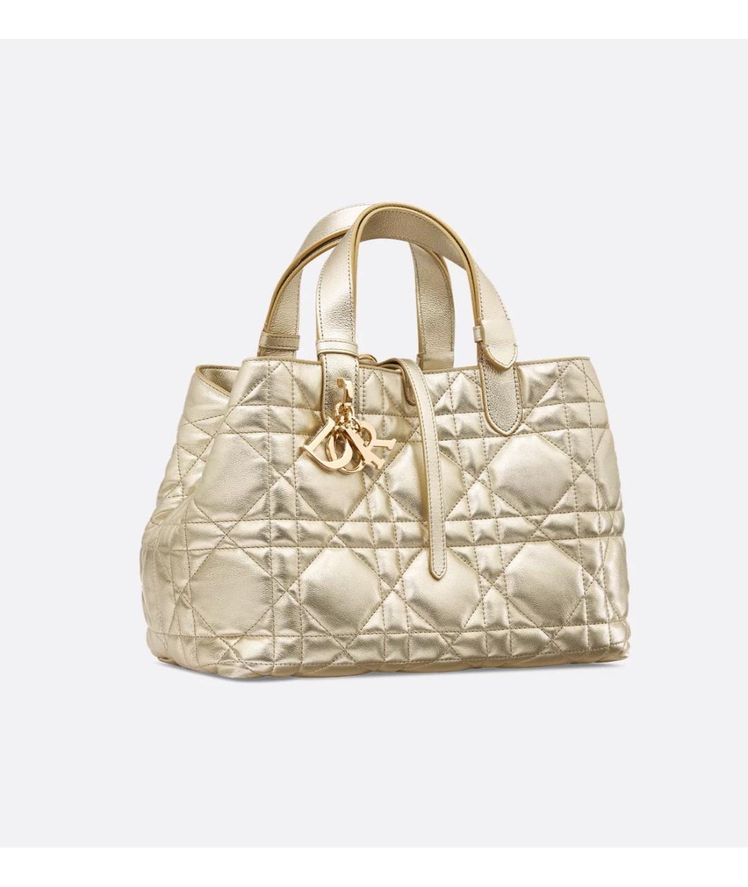 CHRISTIAN DIOR Желтая кожаная сумка тоут, фото 5