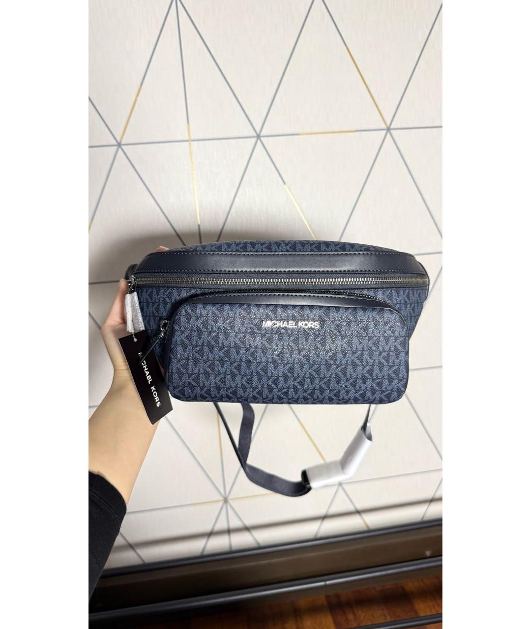 MICHAEL KORS Темно-синяя поясная сумка из искусственной кожи, фото 5