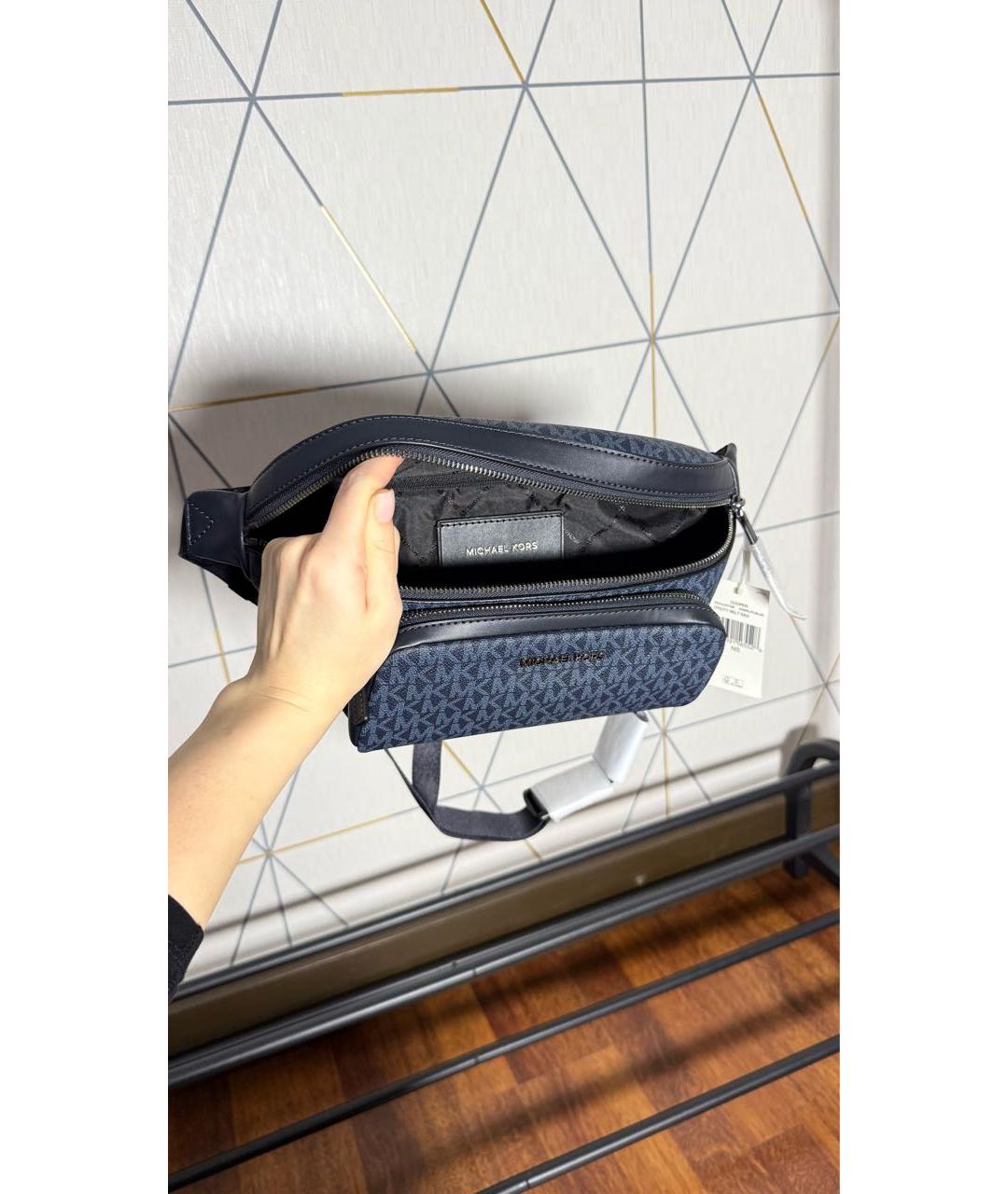 MICHAEL KORS Темно-синяя поясная сумка из искусственной кожи, фото 4
