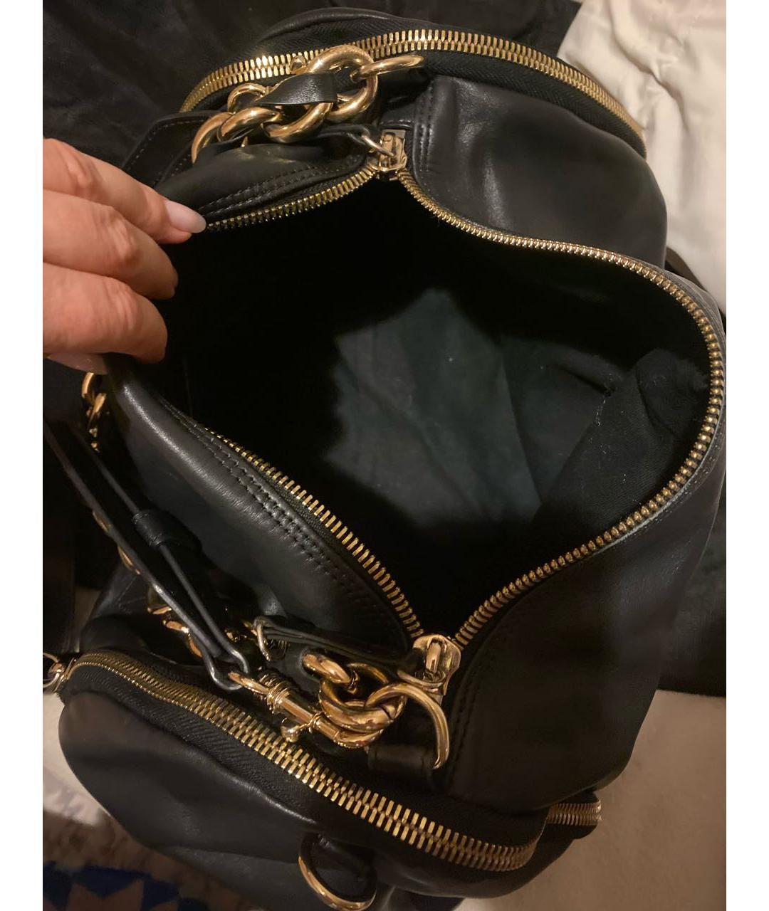 JUST CAVALLI Черная кожаная сумка через плечо, фото 7