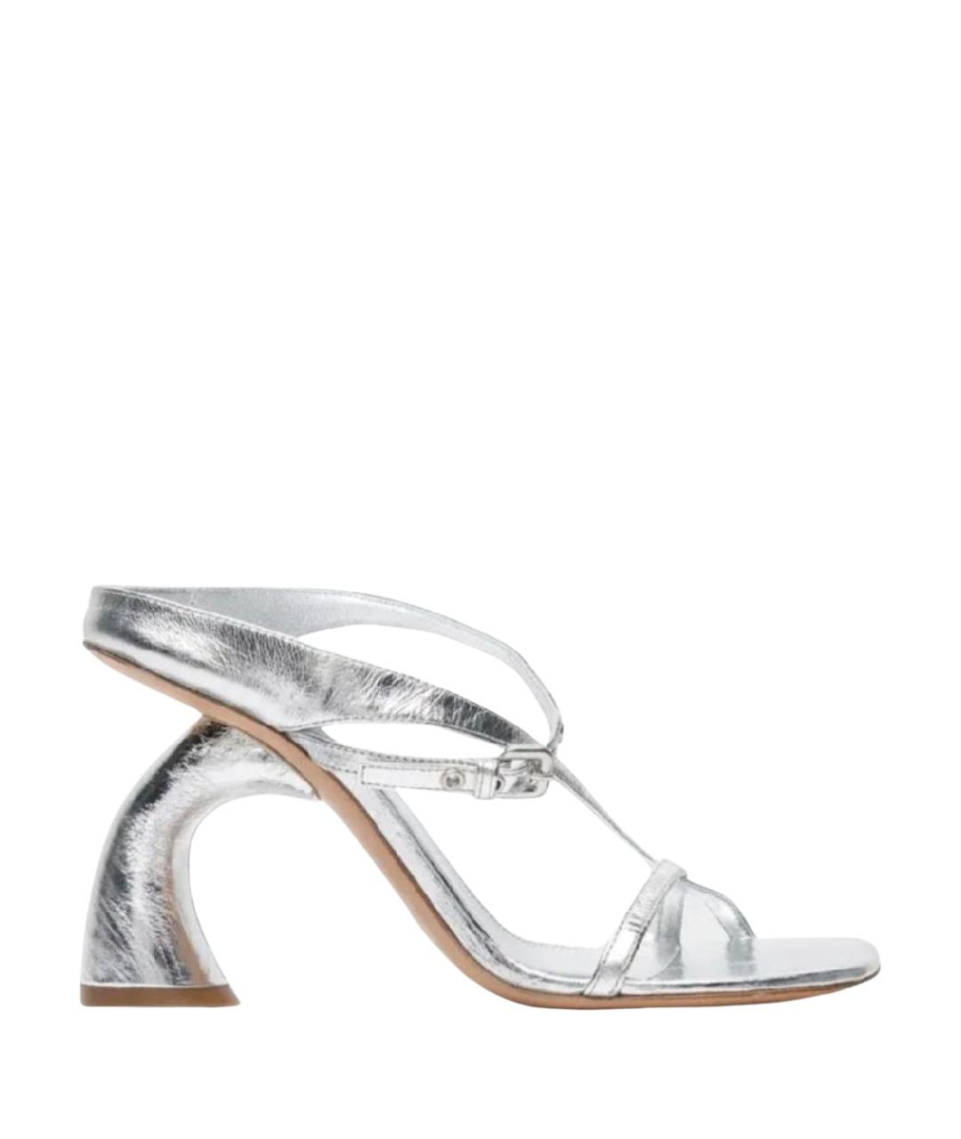 DRIES VAN NOTEN Серебряные кожаные босоножки, фото 1