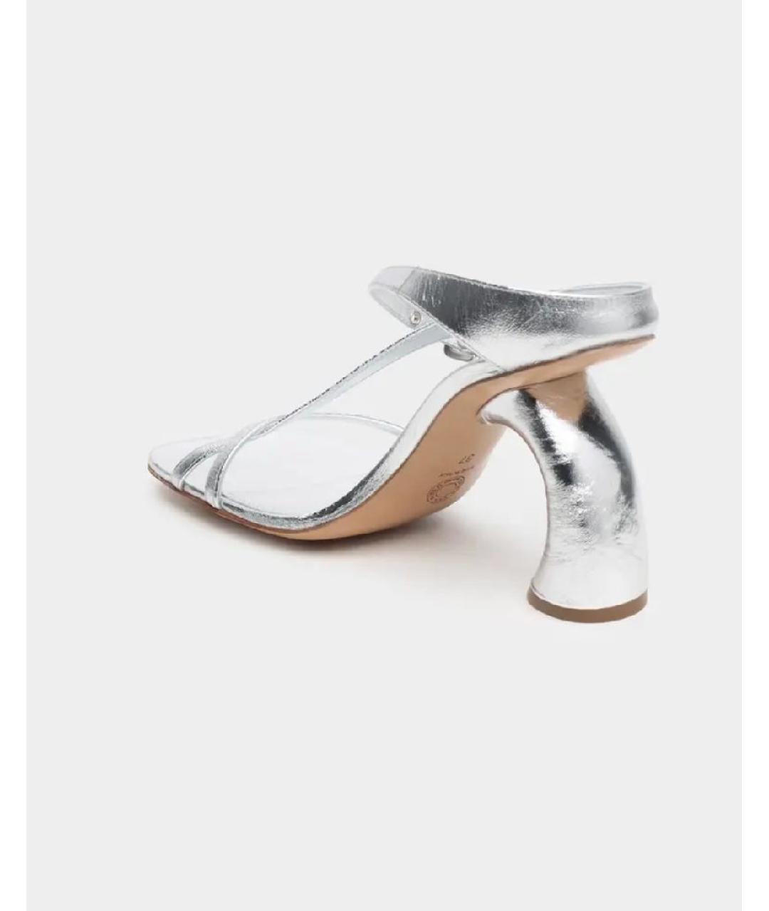 DRIES VAN NOTEN Серебряные кожаные босоножки, фото 3