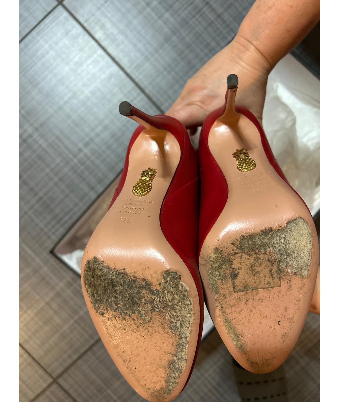 AQUAZZURA Красные кожаные сапоги, фото 5