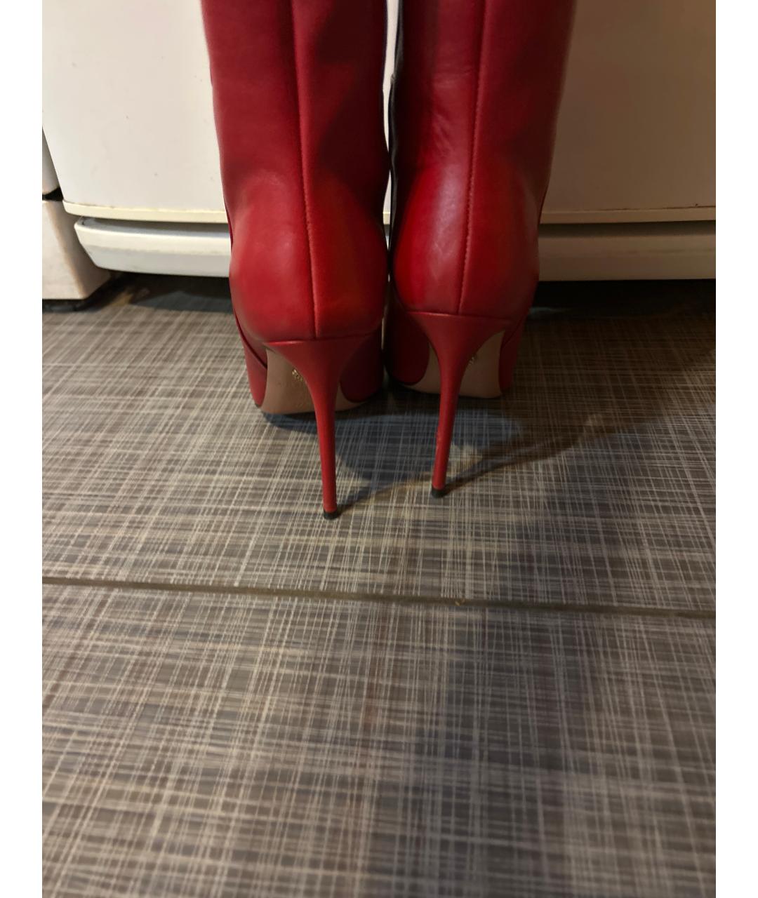 AQUAZZURA Красные кожаные сапоги, фото 4