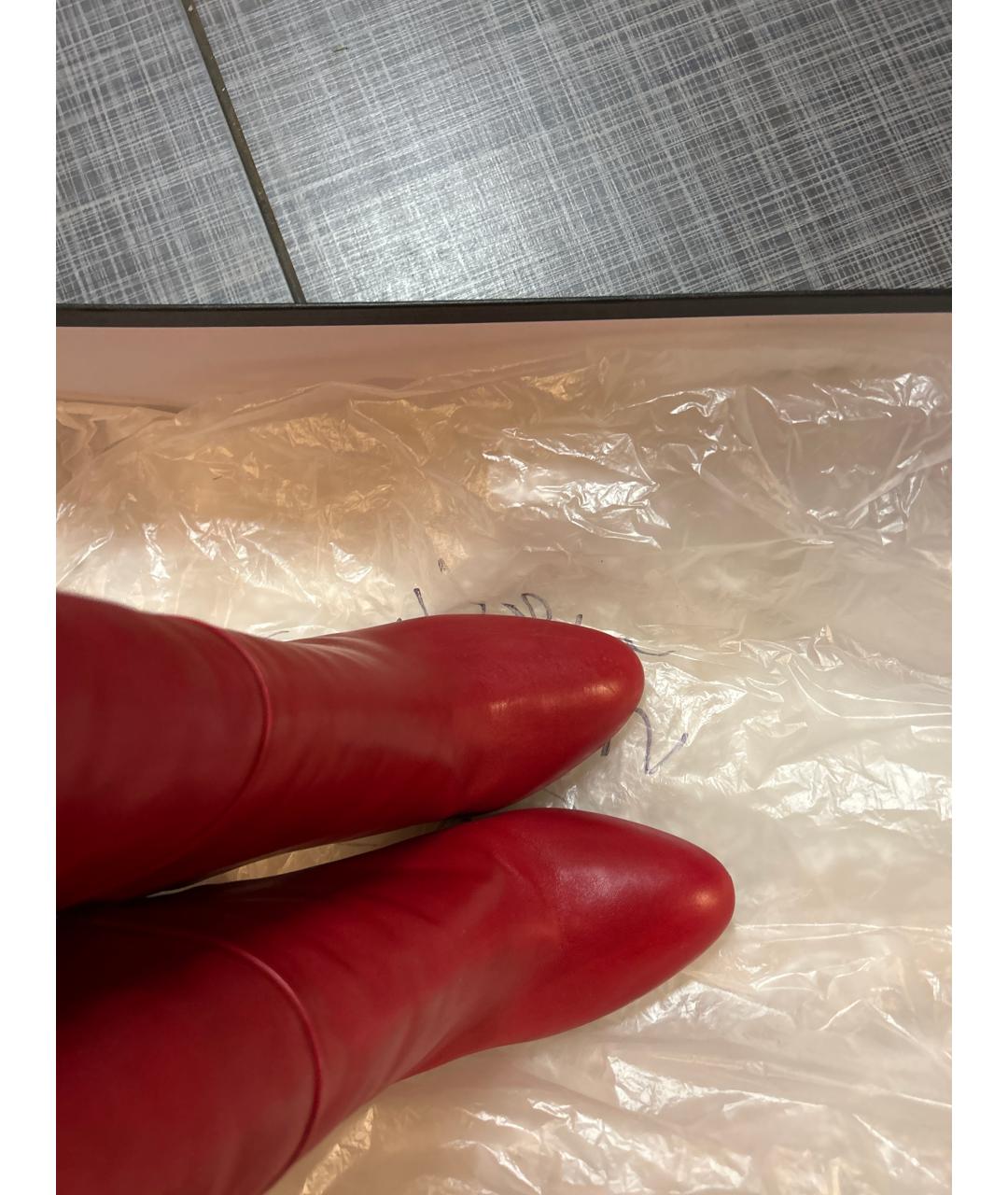 AQUAZZURA Красные кожаные сапоги, фото 3