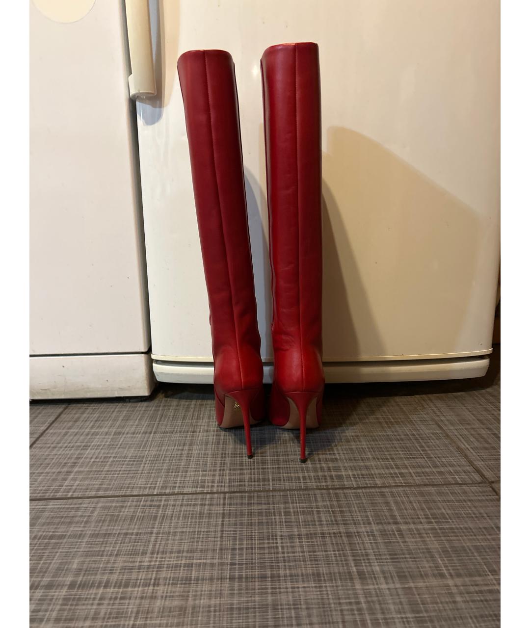 AQUAZZURA Красные кожаные сапоги, фото 2