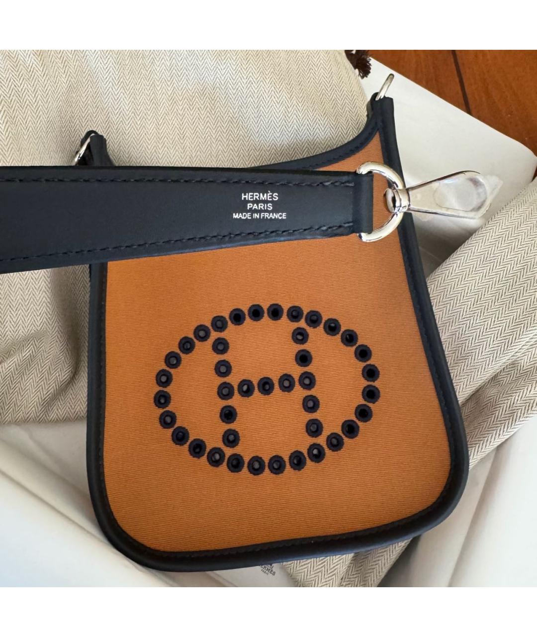 HERMES Коричневая тканевая сумка через плечо, фото 2